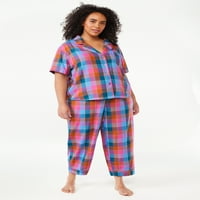 Joyspun ženski tkani ovratnik pidžama vrh, veličine S do 3X