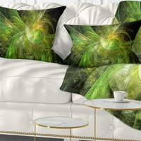 Designart zeleno na Crnom fraktalna ilustracija - apstraktni jastuk za bacanje - 18x18
