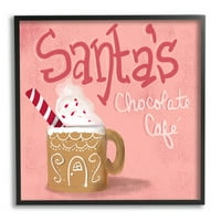 Stupell Industries Santa Chocolate Cafe Sign Graphic Art Black Framered Art Print Wall Art, dizajn by the Saturday Evening Post