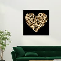 Wynwood Studio Canvas Heart Cheetah Print Moda i Glam Hearts Wall Art Canvas Print Gold metalik Gold 30x30