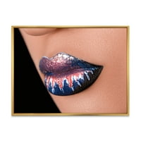 Designart' Moda i kreativna šminka na ženskim usnama ' moderni uramljeni platneni zidni umjetnički Print