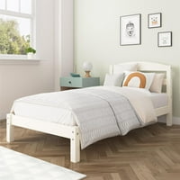 Bolje Kuće I Bašte Leighton Dječiji Krevet Dvostruke Veličine, Okvir Kreveta Od Drvene Platforme, Off-White