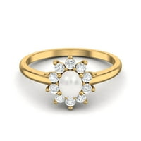 0. CTS ovalni biser halo Art Deco pasijans Angažman za angažman za angažman ženski prsten u sterlingu srebrno