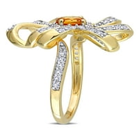 Miabella ženski karat T. G. W. Madeira citrin i bijeli Topaz 18kt cvjetni prsten od žutog zlata od Sterling srebra