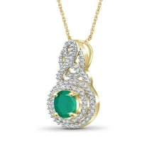 Zlatariclub Carat T. G. W. smaragdni i bijeli dijamantski naglasak 14k zlato preko srebrnog privjeska