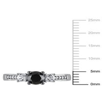 Carat T. W. crno-bijeli dijamant s karatom T. G. W. stvorio bijeli safir 10kt zaručnički prsten od bijelog