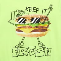 Wonder Nation Boys 4 - & Husky Keep It Fresh Hamburger Kratki Rukav Tee
