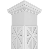 Ekena Millwork 12 W 9'H Craftsman Classic Square Non-Konusni carski Fretwork kolona w Toskanski kapital & toskanska baza