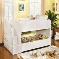 Namještaj Amerike Trula savremeni drveni krevet na sprat, Twin Twin, bijeli