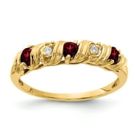 Primalni zlatni karatski žuto zlato granata i dijamantski prsten