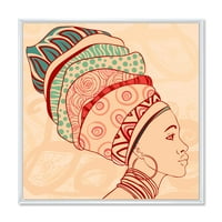 Designart 'Afro American Woman Portrait with Turban II' moderni uramljeni platneni zidni umjetnički otisak