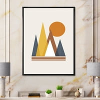 Designart' Sun and Mountain Abstract ' moderni uramljeni platneni zidni umjetnički Print