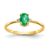Primal Gold Karat žuti zlatni dijamant i smaragdni prsten od rodnog kamena