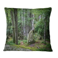 Designart šuma guste mahovine u zelenoj boji - pejzažni štampani jastuk-12x20