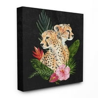 Stupell Industries par geparda Pink Flower slika životinja na platnu zidna Umjetnost Annie Warren, 24 30