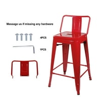 Dizajn grupa Low Back Counter visina metalne barske stolice Set od 6, Scarlet Red