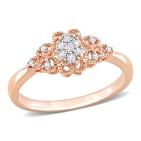 Miabella ženski karat T. W. dijamantsko ružičasto zlato bljeskalica od Sterling srebra cvjetni zaručnički prsten