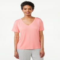 Joyspun ženska majica za spavanje sa V-izrezom, veličine S do 3X