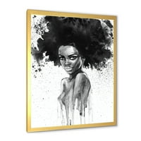 Designart 'crno-bijeli portret afroamerikanke III' moderni uokvireni umjetnički Print
