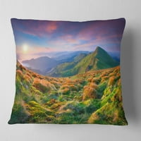 Designart ljubičasto nebo i Zelene Planine - pejzažni jastuk za bacanje fotografija-16x16