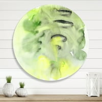Designart 'Abstract Pond of Yellow and Green' Modern Circle Metal Wall Art-disk of 11
