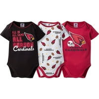 Arizona Cardinals Baby Boys Set Bodija Kratkih Rukava, 3 Pakovanja