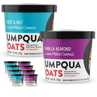 Umpqua Oats Oatmeal Cups Variety Pack, voće i orašasti plodovi i vanilija badem, 2. oz svaki, šalice