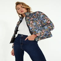 Time and Tru ženska Puffer jakna sa kratkim printom, veličine XS-3X