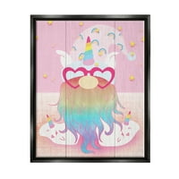 Stuplell Pink Rainbow jednorog Gnome Fairy Tales & Fantasy Slikarstvo Crna ploča Framed Art Print Wall Art