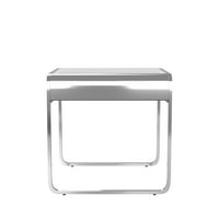 Namještaj Amerike Speil kvadratni stakleni završni stol, srebrni jasan