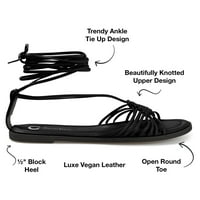 Kolekcija ženske crne podstavljene Jess sandale na vezice sa okruglim vrhom M