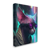 Stupell Industries Sphyn Cat futuristički Cyber ​​stil Životinje i insekti Palika Galerija zamotana platna