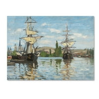 Zaštitni znak Likovna umjetnost brodovi jašu na Seni Umjetnost platna Claudea Moneta