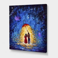 Sažetak par u ljubavi Šetnje pod užarenom kišobranskom slikarstvu Platno Art Print