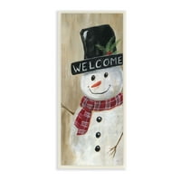 Stupell Industries Pozdrav dobrodošlice rustikalni zimski snjegović svečani Holly šešir, 17, dizajn Nan