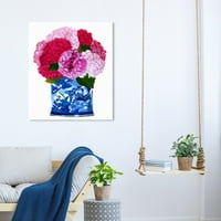 Wynwood Studio floral and Botanical Wall Art Art Canvas Prints 'Julianne Taylor - Hyndrangeas Vase' Florals-Blue,