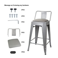 Dizajn grupa Counter visina Low Back metalna stolica sa sivim Vegan kožno sjedište, siva