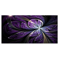 Designart 'Svjetlucavi Ljubičasti Fraktalni Cvijet' Floral Canvas Art Print