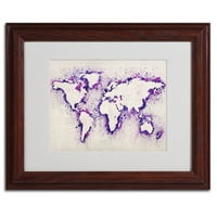 Zaštitni znak Art 'Karta Svijeta Purple Splash' matirana uokvirena Umjetnost Michaela Tompsetta