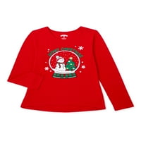 Holiday Time Djevojke Božić Snijeg Dugi Rukav T-Shirt, Veličine 4-18