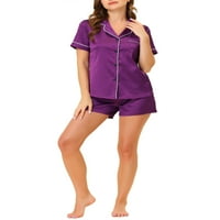 Jedinstvene ponude ženske pidžame sa kratkim rukavima na dugmad i satenski Setovi za kratke hlače