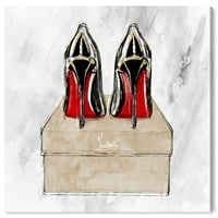 Runway Avenue Fashion and Glam Wall Art Canvas Prints 'Red Heels Red Shoes' Shoes-Black, Brown