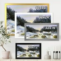 Designart 'Vikendica Prekrivena Snijegom Sa Winterscene' Country Framed Art Print
