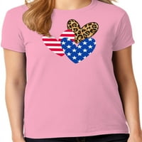 Kolekcija srca američke zastave ženska 4. jula Patriotska USA ženska grafička majica-srca