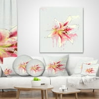 Designart pink Yellow Lily akvarel skica - jastuk za bacanje cvijeća-18x18