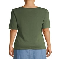 Time and Tru ženska pulover dužine lakta Relaxed Fit T-Shirt