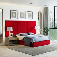 Boyd Sleep prilagodljive tapacirane zidne dekor ploče, crveni baršun, Set od 4 komada