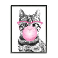 Stupell Industries preslatke roze naočare za žvakaće gume za mačke monohromatska ilustracija 30, dizajn Annalisa