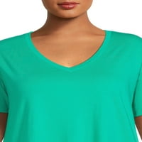 Terra & Sky ženska majica s V izrezom veličine Plus veličine sa kratkim rukavima