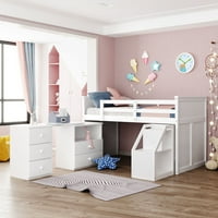 Aukfa potkrovlje dvostruke veličine sa pokretnim stolom, drveni krevet u potkrovlju niska radna soba Za djecu
